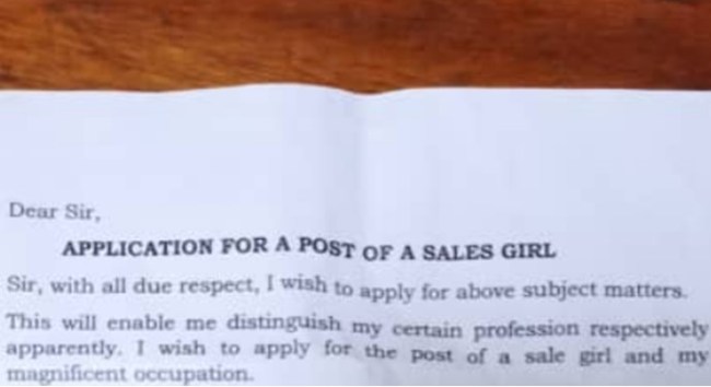 application letter for sales girl in nigeria