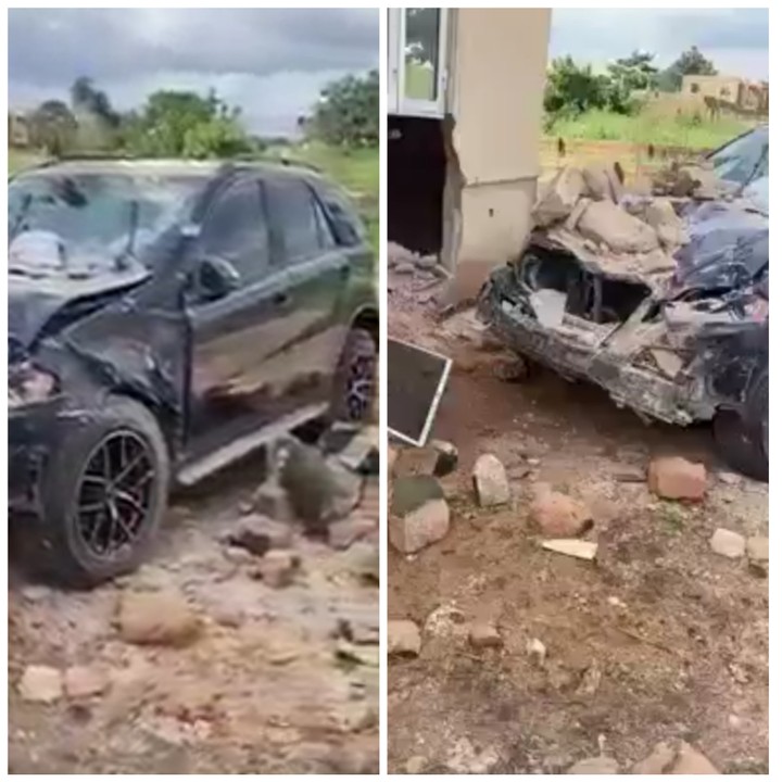 Moment Car Wash Attendant Crashes A Client’s Benz On His Way To Get Soap In Edo State (VIDEO)